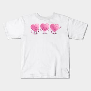 Happy Pink Valentines Day Hearts Kids T-Shirt